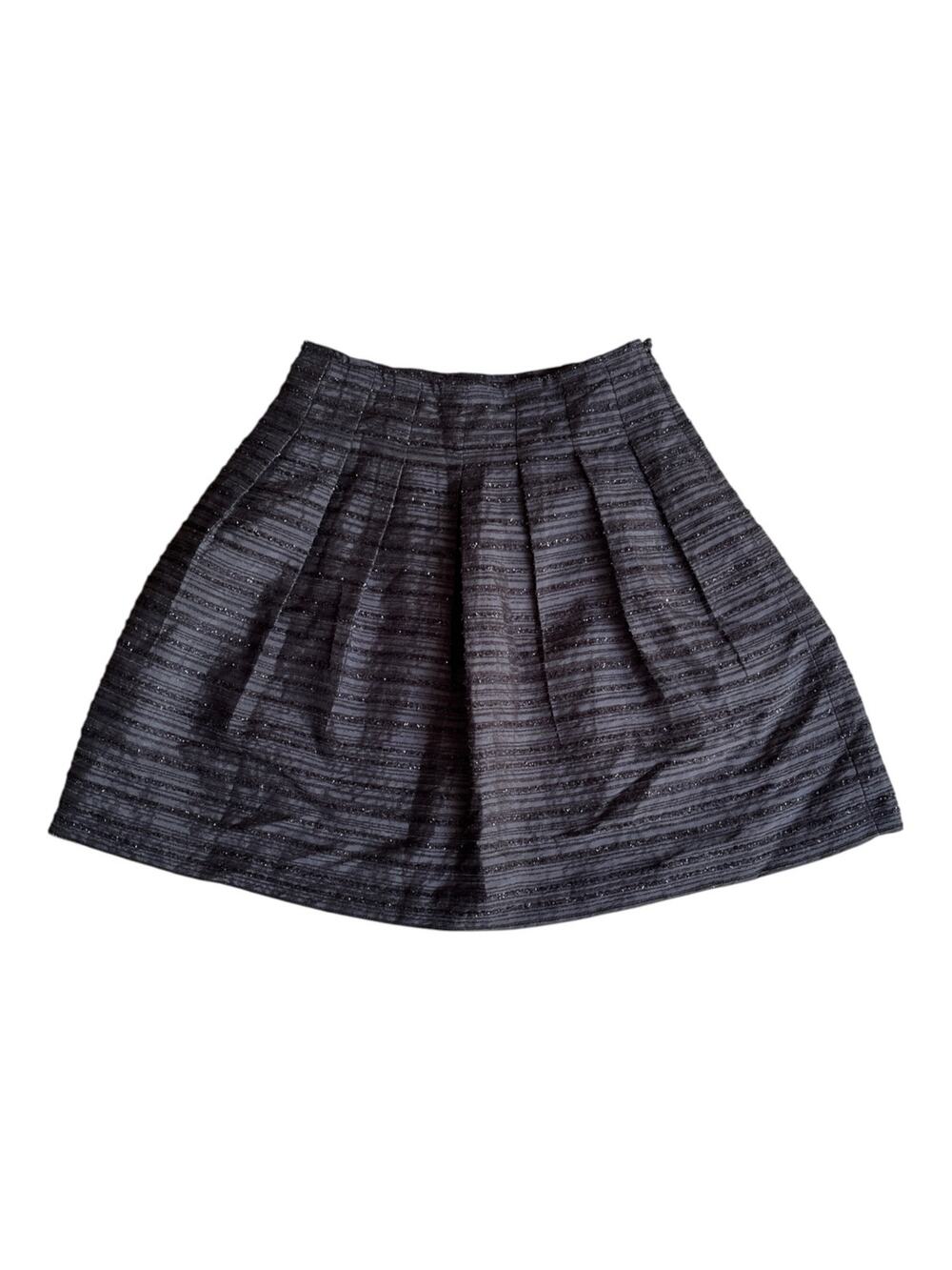 Talbots Skirt-4 Petite-Black/Sparkles-Pleated-Side Zip-EUC-29